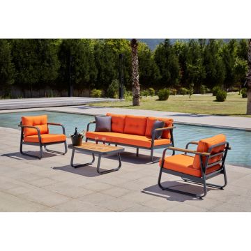 Set mobilier de grădină portocaliu pentru 5 pers. Rio – Floriane Garden