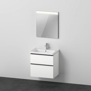 Set mobilier Duravit D-Neo cu dulap baza cu doua sertare 65x48cm alb mat decor lavoar si oglinda cu iluminare