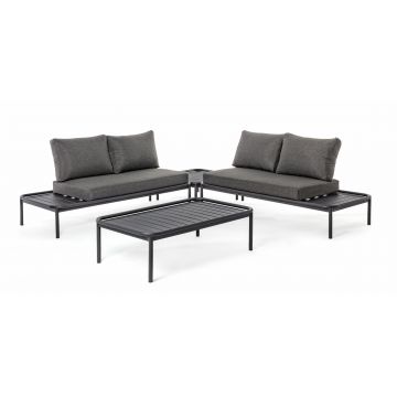 Set mobilier modular pentru gradina / terasa, Rodrigo Antracit, coltar 4 locuri + masa de cafea