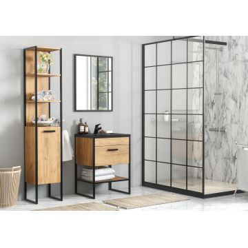 Set Mobilier pentru baie, 4 piese, Brooklin Negru