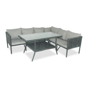 Set De Lounge De Grădină Newyork Corner, Gri, 224X65X180 Cm