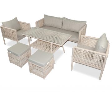 Set De Lounge De Grădină Newyork Pouffe, Maro Deschis, 65X65X66 Cm