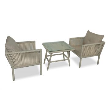 Set De Lounge De Grădină Shangai 2, Crem, 61X62X62 Cm