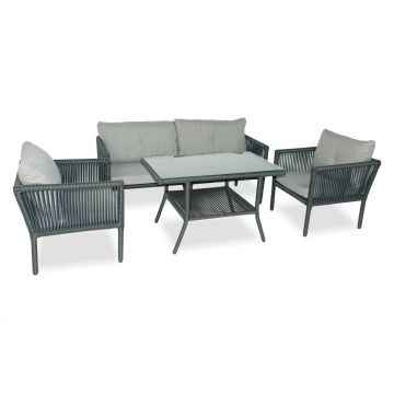 Set De Lounge De Grădină Shangai 3, Crem, 61X62X62 Cm