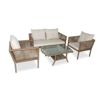 Set De Lounge De Grădină Shangai 38, Crem, 61X62X62 Cm