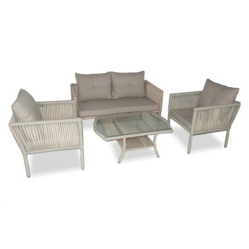 Set De Lounge De Grădină Shangai 38, Crem, 61X62X62 Cm