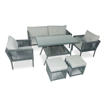 Set De Lounge De Grădină Shangai 4, Crem, 61X62X62 Cm