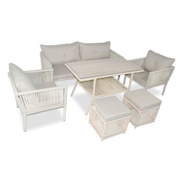 Set De Lounge De Grădină Shangai 4, Crem, 61X62X62 Cm