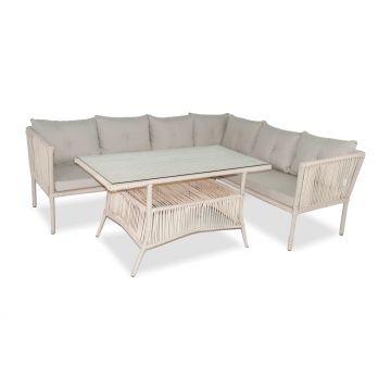 Set De Lounge De Grădină Shangai 5, Crem, 224X62X180 Cm
