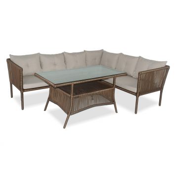 Set De Lounge De Grădină Shangai 5, Crem, 224X62X180 Cm