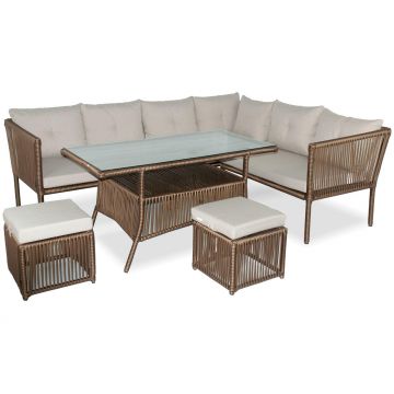 Set De Lounge De Grădină Shangai 6, Crem, 224X62X180 Cm