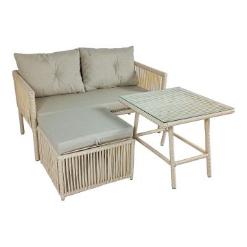 Set De Lounge De Grădină Shangai 8, Crem, 158X62X62 Cm