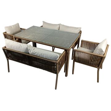 Set De Lounge De Grădină Vera 2, Maro Inchis, 150X75X90 Cm