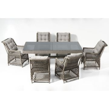 Set Masă Și Scaune De Grădină (7 Bucăți) Calista, Gri, 58X75X73 Cm