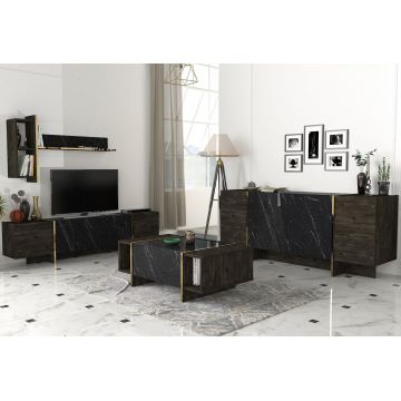 Set Mobila Sufragerie Meryem 2, Negru, 4 piese
