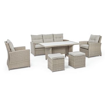 Set mobilier pentru gradina/terasa 6 piese Ariel, Bizzotto, fibra sintetica/tesatura ofelin, natural