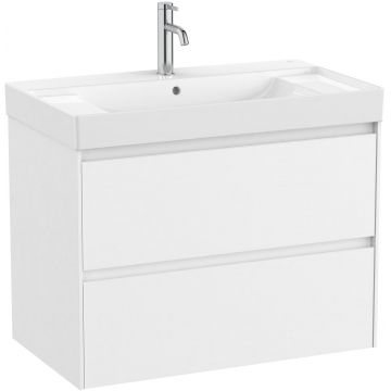 Set mobilier Roca Ona cu dulap baza cu doua sertare 80cm si lavoar alb mat