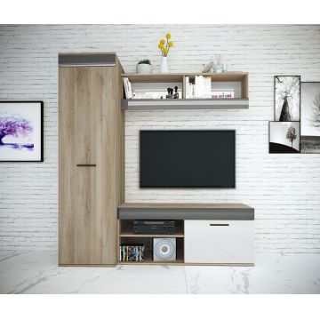 Mobilier living, Bedora, City 9043, 170 x 53 x 185.5 cm, PAL, sonoma/alb