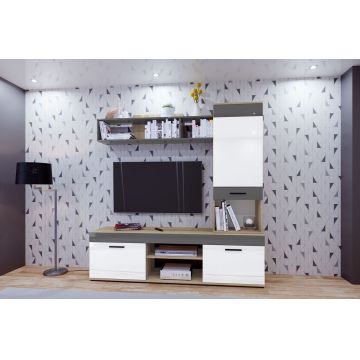 Mobilier living, Bedora, City 9045, 180 x 46 x 185.5 cm, PAL, sonoma/alb