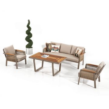 Set de Lounge de Grădină Artemis Plus, Gri, 4 piese