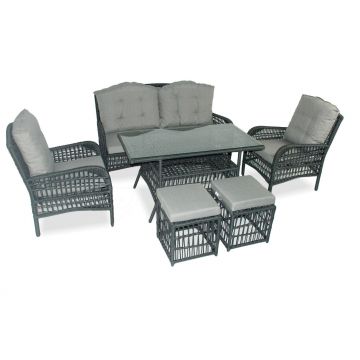 Set De Lounge De Grădină Lady Pouffe, Crem, 6 Piese