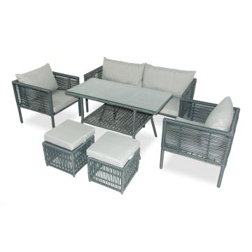 Set De Lounge De Grădină Newyork Pouffe-2, Maro Inchis, 65X65X66 Cm