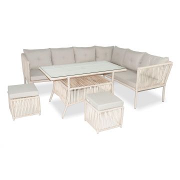 Set De Lounge De Grădină Shangai 6, Crem, 224X62X180 Cm