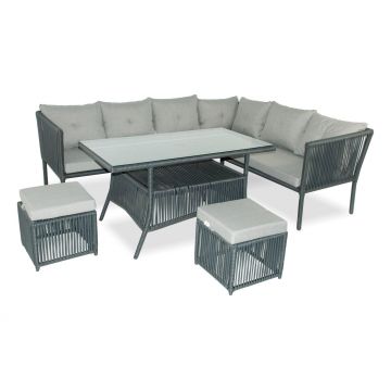 Set De Lounge De Grădină Shangai 6, Crem, 224X62X180 Cm