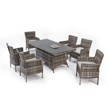 Set masă și scaune de grădină (7 bucăți) Vivaldi - Grey, Gri, 160x75x90 cm