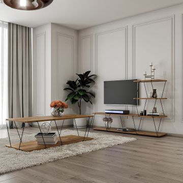 Set Mobila Sufragerie Basak, Alb - Stejar - Gri, 150x93x30 cm 120 x 30 x 50 cm Set Mobila Sufragerie Basak, Alb - Stejar - Gri, 150x93x30 cm 120 x 30 x 50 cm