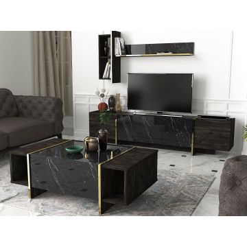 Set Mobila Sufragerie Meryem 1, Negru, 3 piese