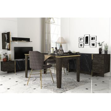 Set Mobila Sufragerie Meryem, Negru, 4 piese