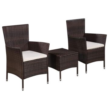 Set mobilier bistro 3 piese maro poliratan