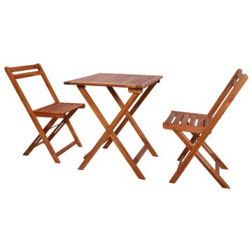 Set mobilier bistro pliabil 3 piese lemn masiv de acacia