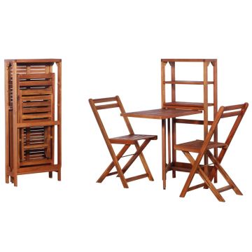 Set mobilier bistro pliabil 3 piese lemn masiv de acacia