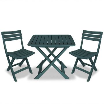 Set mobilier bistro pliabil 3 piese verde plastic
