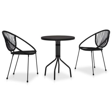Set mobilier de bistro 3 piese negru ratan PVC