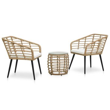 Set mobilier de bistro 3 piese stejar poliratan