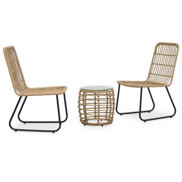 Set mobilier de bistro 3 piese stejar poliratan