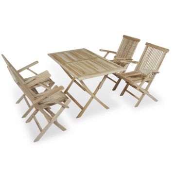 Set mobilier de exterior 5 piese lemn masiv de tec
