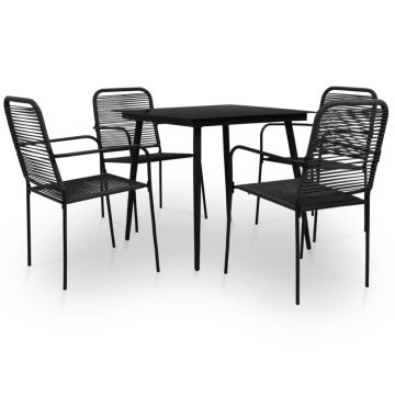 Set mobilier de exterior 5 piese negru frânghie și oțel