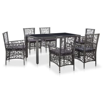 Set mobilier de exterior 7 piese gri poliratan