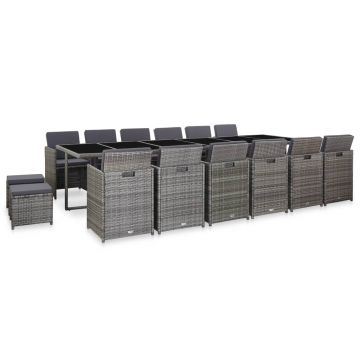Set mobilier de exterior cu perne 17 piese antracit poliratan