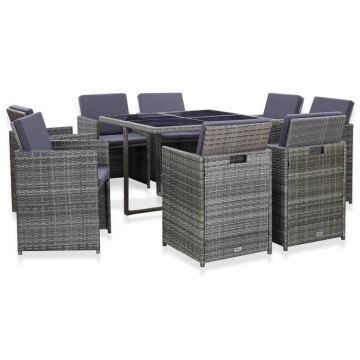 Set mobilier de exterior cu perne 9 piese antracit poliratan