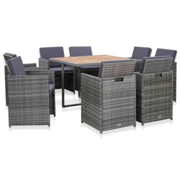 Set mobilier de exterior cu perne 9 piese antracit poliratan