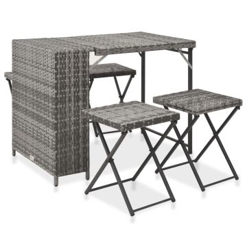 Set mobilier de exterior pliabil 5 piese gri poliratan