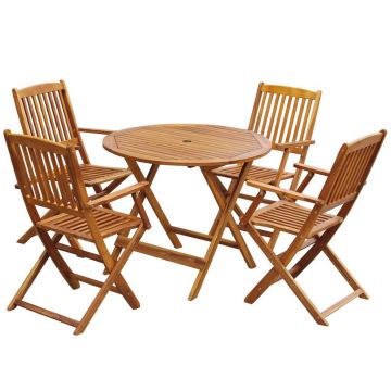 Set mobilier de exterior pliabil 5 piese lemn masiv de acacia