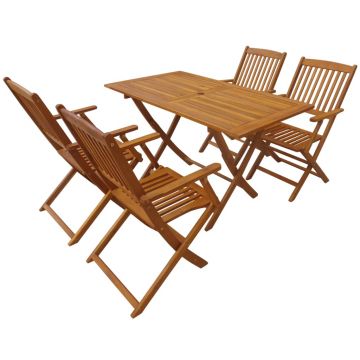 Set mobilier de exterior pliabil 5 piese lemn masiv de acacia