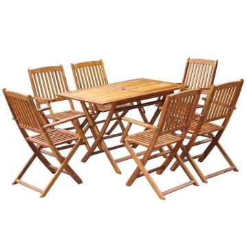Set mobilier de exterior pliabil 7 piese lemn masiv de acacia