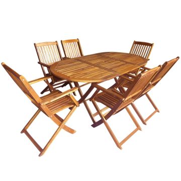 Set mobilier de exterior pliabil 7 piese lemn masiv de acacia